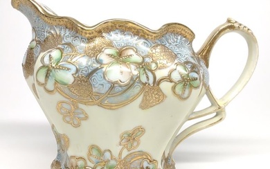Nippon Floral Gold & Blue Decorated Pitcher