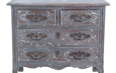 PAINTED FRENCH FOUR DRAWER DRESSER IN THE LOUIS XV STYLE...