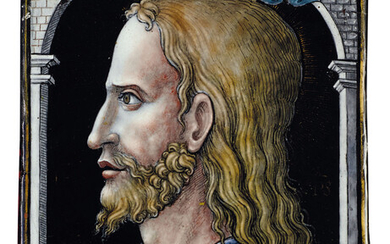 PLAQUE EN ÉMAIL PEINT POLYCHROME À REHAUTS D'OR REPRÉSENTANT LE CHRIST, ATTRIBUÉE À LEONARD LIMOSIN (1505-1575/1577), VERS 1550