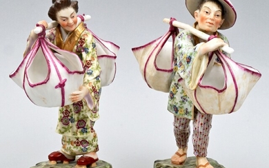 Paar Porzellanfiguren, Japanische Farmer, Fasold & Stauch / Pair of japanese farmers, porcelain, Fasold &...
