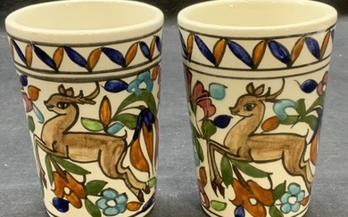 Pair Handmade Ceramic Deer Cups, Greece
