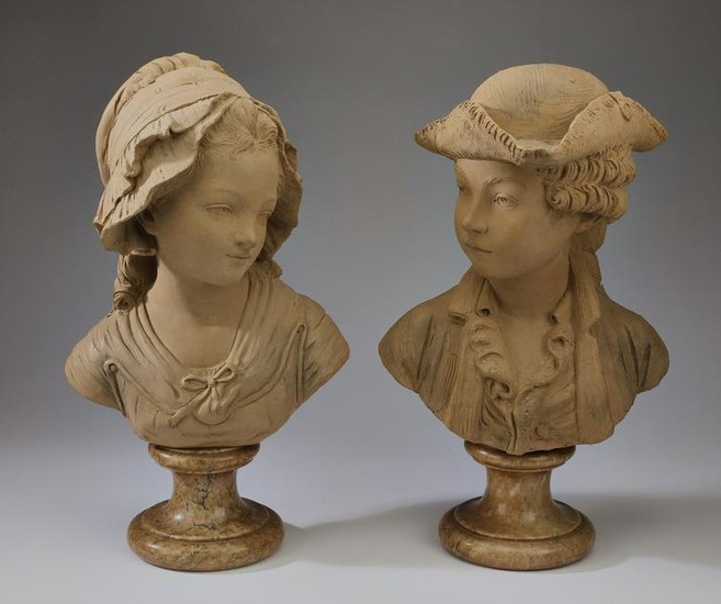 Pair of 19th c. French terracotta busts