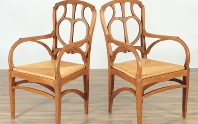 Pair of English Library Oak Armchairs