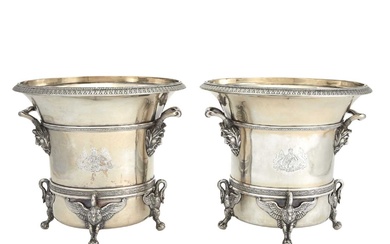 Pair of French Empire Silver-Gilt Wine Coolers Paris, early 19th century