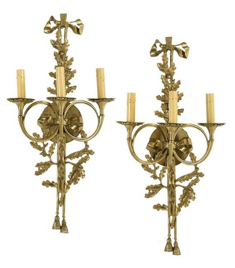 Pair of French Polished Bronze Sconces