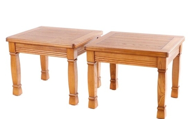 Pair of Lane Furniture Oak Side Tables, Late 20th Century