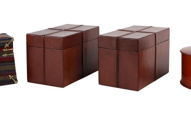 Pair of Leather Covered Boxes