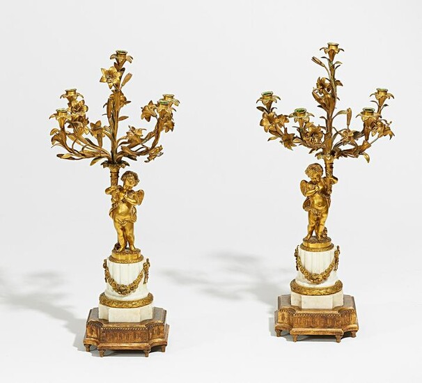 Pair of candelabra style Louis XV with cupids