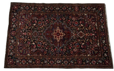 Persian Yazd Hand-woven Wool Carpet, Ca. 1900, W 4' 4'' L 6' 8''