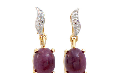 Plated 18KT Yellow Gold 4.02ctw Ruby and Diamond Earrings