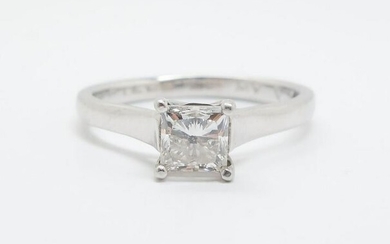 Platinum Princess Cut Diamond 1ct Solitaire Ring Size 8
