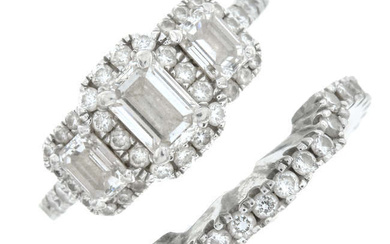 Platinum diamond ring set, by Mappin & Webb