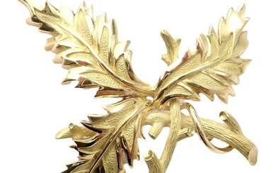 Rare! Tiffany & Co Schlumberger 18k Yellow Gold Three Leaf Pin Brooch 1970s
