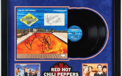 Red Hot Chili Peppers "Californication" Custom Framed Vinyl LP Album Cover & Cut Display Band-Signed by (4) Including Anthony Kiedis, Flea, Chad Smith & John Frusciante (JSA)