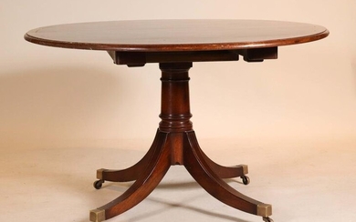 Regency Style Mahogany One Pedestal Dining Table