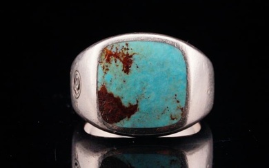 Richard Roundtree David Yurman Sterling and Turquoise Ring W/Photo
