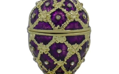 Russian Purple Trellis Trinket Jewel Box Egg