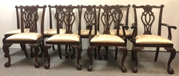 SET EIGHT COUNCILL CHIPPENDALE STYLE DINING CHAIRS