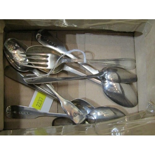 SILVER CUTLERY, collection of antique silver teaspoons and o...