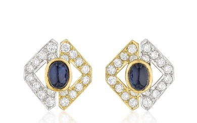 Sapphire and Diamond Geometric Earclips