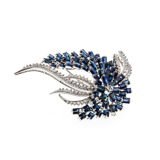 Sapphire diamond brooch W