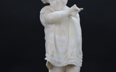 Sculpture en marbre non signée "Jeune homme en chemise de nuit" (restauration au doigt et...