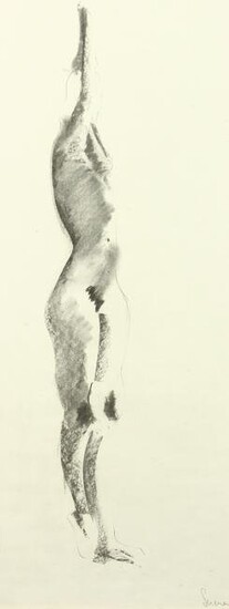 'Serena', 20th Century, A female nude, charcoal, 30" x