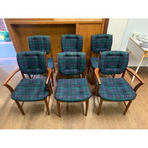 Set of 6 retro Mackintosh dining chairs to include 2 carvers...