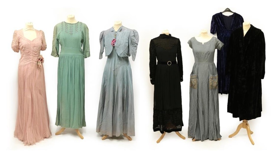 Seven Items of Circa 1930's-1940's Ladies' Evening Wear, comprising a...
