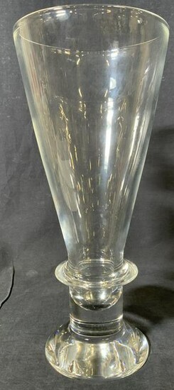 Signed Steuben Crystal Trumpet Vase