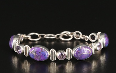 Sterling Faux Turquoise and Amethyst Bracelet