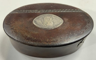 Sterling Silver & Wood Monogrammed Lidded Snuff Box