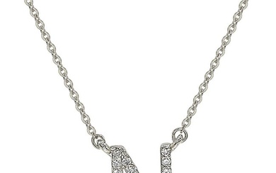 Suzy Levian 0.10 Carat White Diamond 14K White Gold Letter Initial Necklace, N