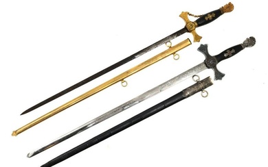 TWO AMERICAN MASONIC TEMPLAR KNIGHTS CEREMONIAL SWORDS