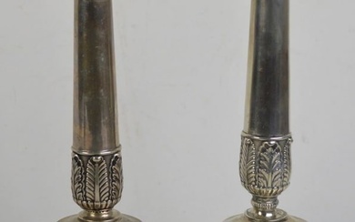 TWO ANTIQUE .800 SILVER HALLMARKED CANDLE STICKS