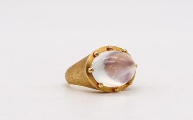 Temple St Clair Cocktail Ring in 18kt Yellow Gold with 11.26 Cts Oval Moonstone