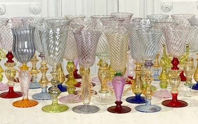 Thirty-One Venetian Murano Glass Goblets