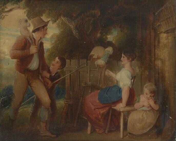 Thomas Stothard RA, British 1755-1854- Shepherd’s Return; oil on panel,...