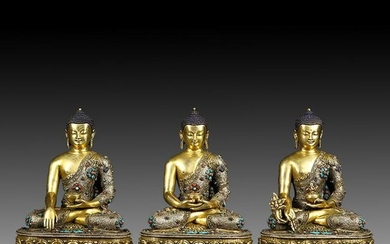 Three Chinese Qing Dynasty Tibetan Bronze Buddhas