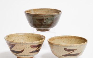 Three St. Ives Pottery Bowls, mid-20th century