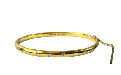 Tiffany & Co. 18K Yellow Gold and Round Diamond “Etoile?? Bangle