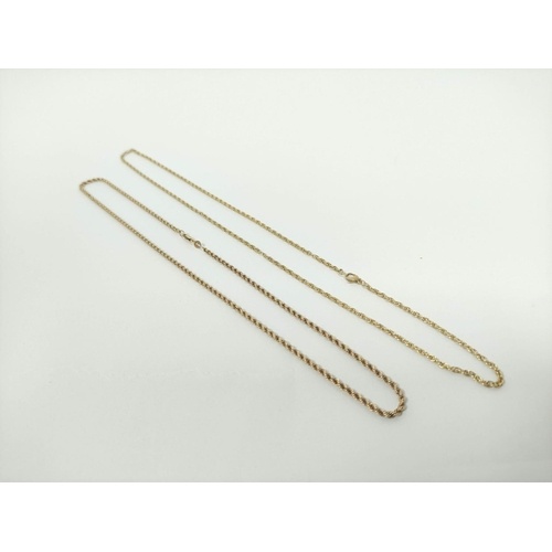 Two 9ct gold necklets. 20g