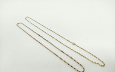Two 9ct gold necklets. 20g