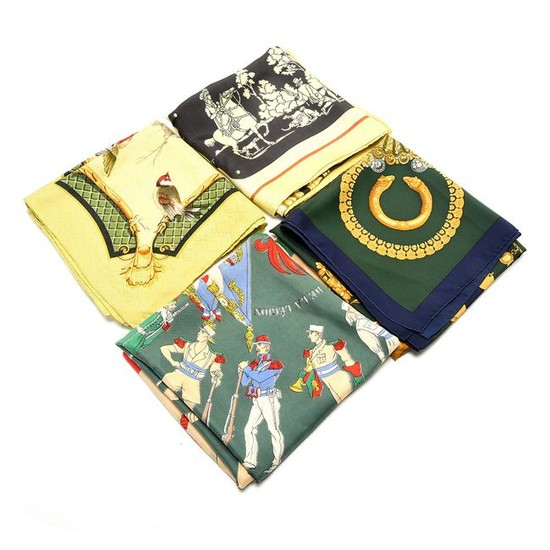 Two HermÃ‹s Silk Scarves, with Two HermÃ‹s Style