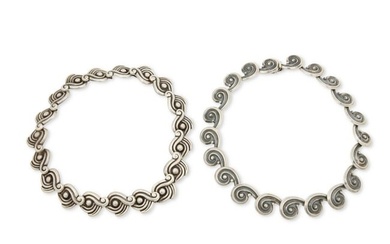 Two Los Castillo Mexican silver link necklaces