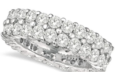 Two-Row Wide Band Diamond Eternity Ring 18k White Gold 2.50ctw