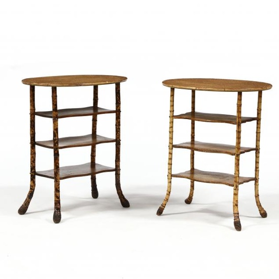 Two Similar English Burnt Bamboo Side Tables