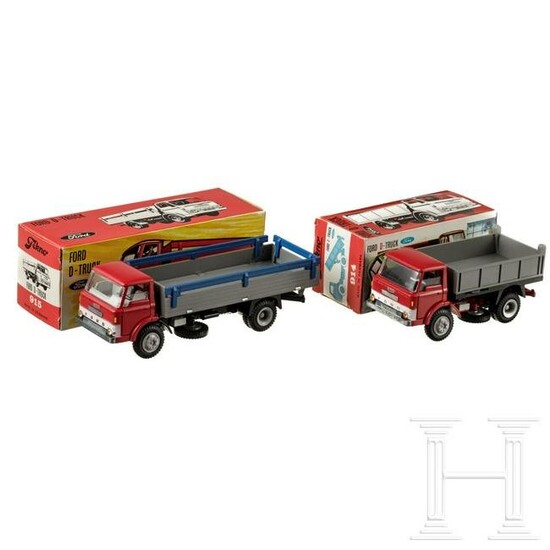 Two Tekno Ford Trucks D800 No. 914 and 915, in original