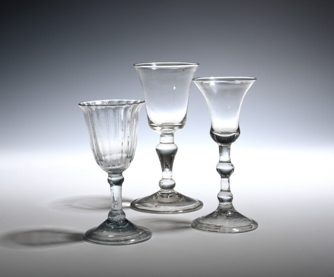 Two balustroid wine glasses c.1740-60