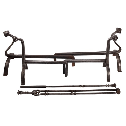 Two pairs of steel andirons, in 17th century style, early 20...